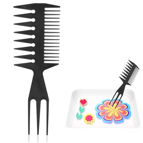 Cyrank 3-in-1 Water Marbling Painting Comb Fish Tail Art Tool for Kids