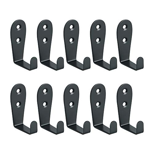 Alise L-Shape Matte Black Stainless Steel Robe & Towel Hooks - 10 Pack