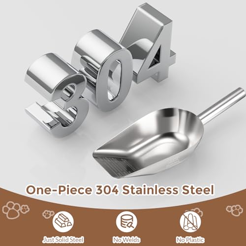 304 Stainless Steel Dog & Cat Food Scoop - 1 Cup Measuring Tool