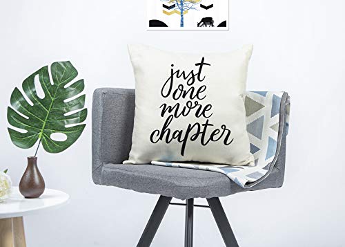 Just One More Chapter Throw Pillow Cover - 18x18 Inch Linen