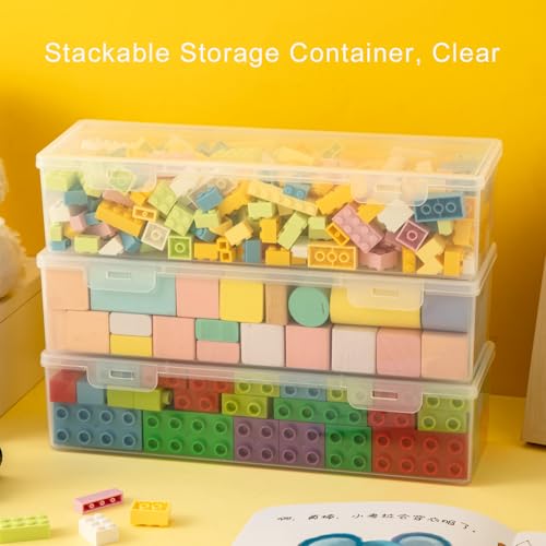 Vidifor Clear Art & Craft Storage Organizer with Lid - Small Stackable Container for Makeup, Paint Brushes, Tools, Straws, Crayons (1 Pack)