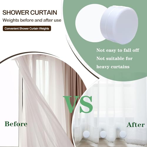 EMLTHORY Magnetic Shower Curtain Weights - 3 Sets White Liner Clips