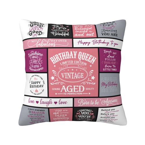 Pink Birthday Queen Pillowcase 18x18 for Women - Cozy Gift