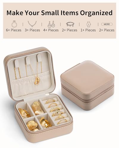 VLANDO Compact Travel Jewelry Case - Waterproof PU Leather Organizer