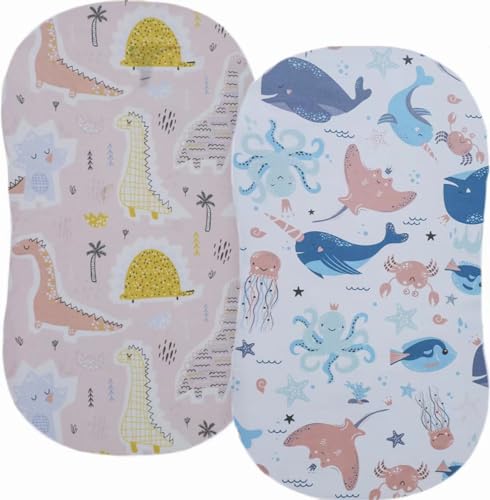 2-Pack Organic Fitted Bassinet Sheets for Baby Cradle - 32"x17"