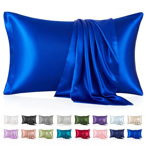 Royal Blue Satin Pillowcase Set - Standard Size (20x26 in) - 2 Pack