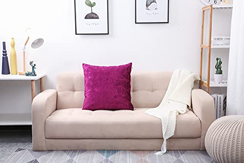 TangDepot Embossed Velvet Throw Pillow Cover, 12" x 12", Deep Magenta