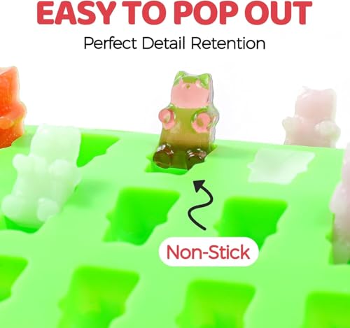 CAKETIME Silicone Gummy Candy Molds Set - Fruit, Bear & Dinosaur Shapes