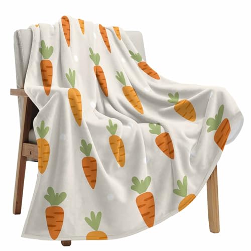 Easter Throw Blanket 40x50 Inch Cozy Flannel Fleece Carrot Design for Couch Bed Sofa
