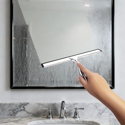10-Inch Shower Squeegee - Stainless Steel & TPR Rubber for Streak-Free Cleaning