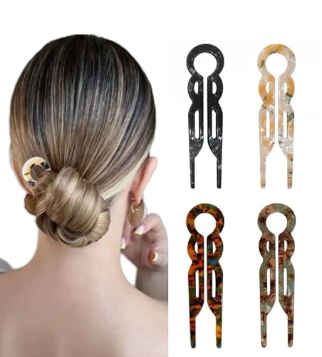 French U-Shaped Hair Pins 4 Pack - Tortoiseshell Updo Styling Accessories