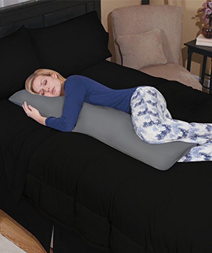 Destiny Crescent 100% Cotton Body Pillow Cover 21"x54" with Zipper - Grey