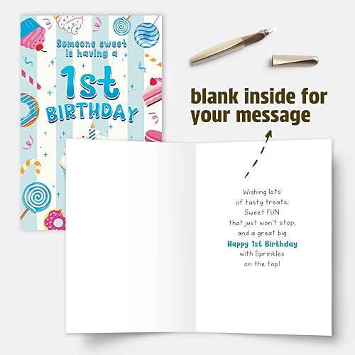 Happy 1st Birthday Card for Baby Boy with Cupcake Theme