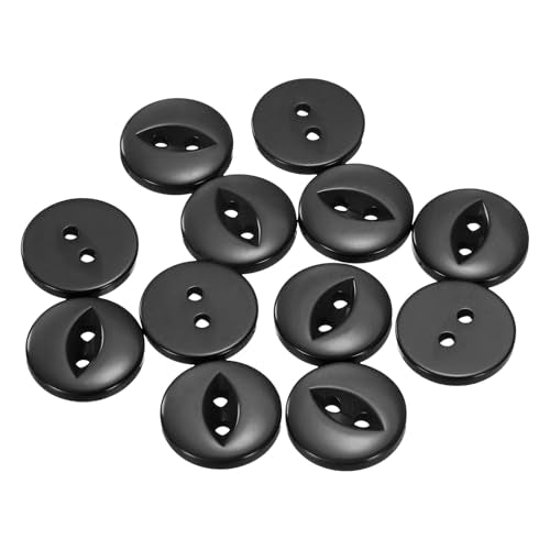 HARFINGTON 12pcs 28L Black Round Resin Sewing Buttons 18mm