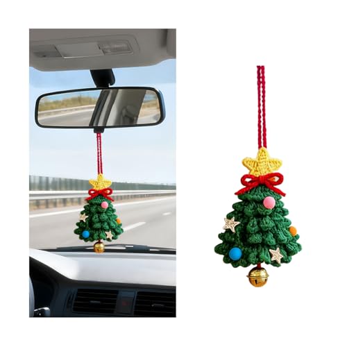 Handmade Crochet Christmas Tree Car Pendant - Universal Fit
