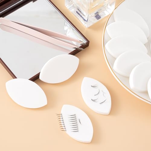 Isslly 10 Pcs White Lash Extension Practice Sponge, Eye Shaped Mapping Pads