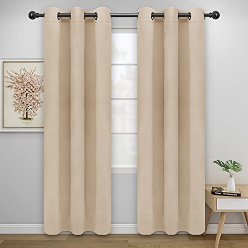 Easy-Going Thermal Blackout Curtains - 2 Panels 42x84 in Beige