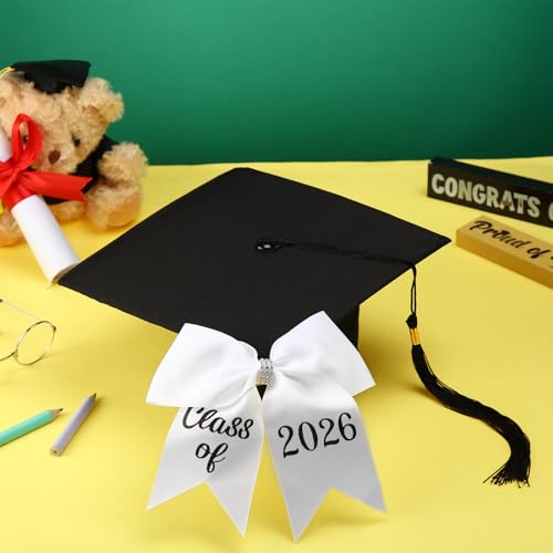 Knitgrip Class of 2026 Graduation Cap Bow White Hair Clip Accessory
