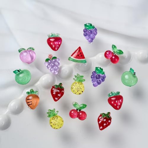 50 Pcs Strawberry Nail Charms Kawaii Red Fruit Gems Rhinestones for Manicure