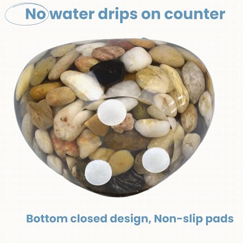 OYAMIHUI Handmade River Stone Toothbrush Holder - Compact Heart-Shaped Stand