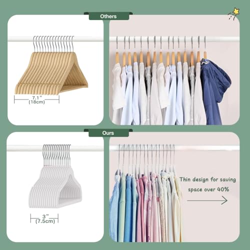 Stormix 16-Pack Baby Velvet Hangers with Shoulder Notches - White, 11 Inch