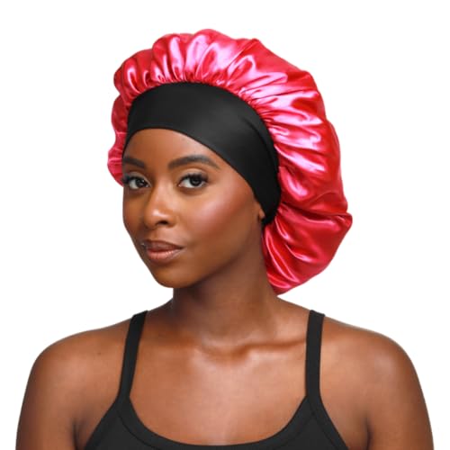 Evolve Satin Wide Edge Bonnet Fuchsia Large Fit for Thick Hair