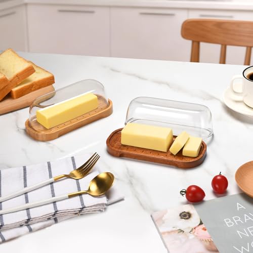 Bamboo Butter Dish with Lid - Food Grade Plastic, Easy Seal