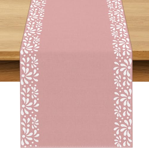 Pink Mexican Christmas Cielito Lindo Table Runner for Fiesta & Holiday Decor - 13 x 72 Inches