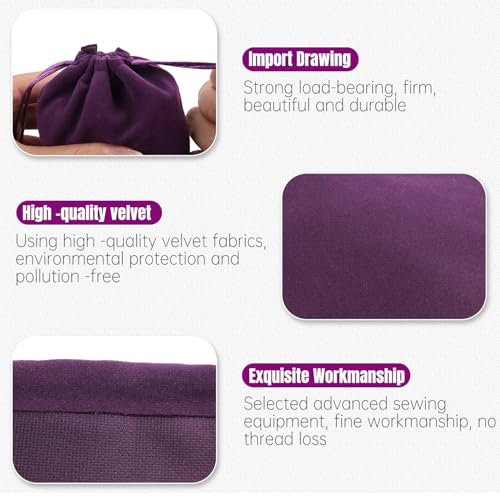 YIEMI Purple Velvet Drawstring Bags 2.7x3.5 Inch Gift Pouches 12pcs