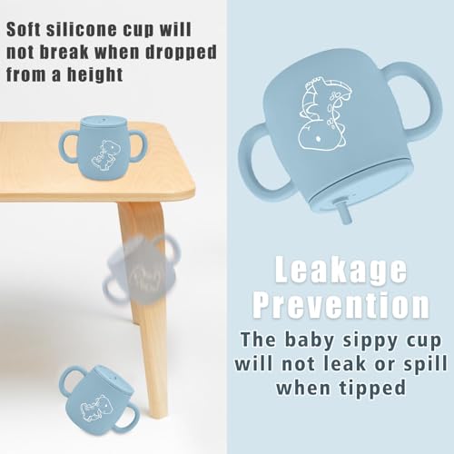 XccMe Dinosaur Silicone Sippy Cup & Snack Container - 9 oz, Blue