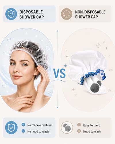 Auban 30 Pack Disposable Shower Caps 17.3 Inch Large Waterproof Hair Caps