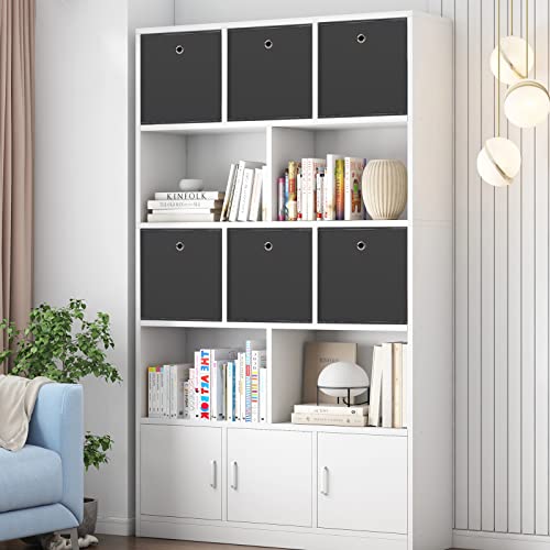DABEACT Grey Fabric Storage Cubes - 11" Foldable Bins, Set of 3