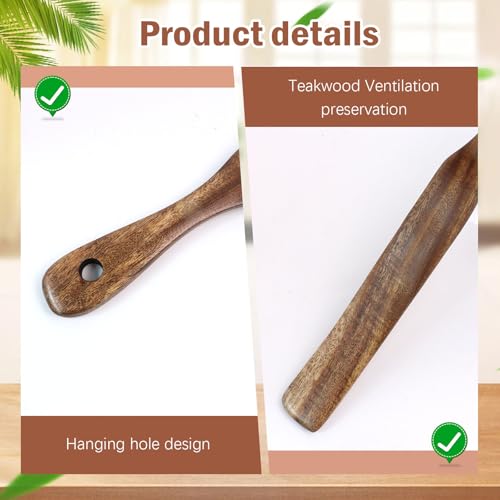 2 Pack Wooden Sourdough Spatula Set with Hanging Holes