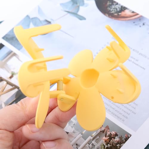 Jugielu Large Yellow Flower Hair Claw Clip Matte Acrylic Floral Hairclip