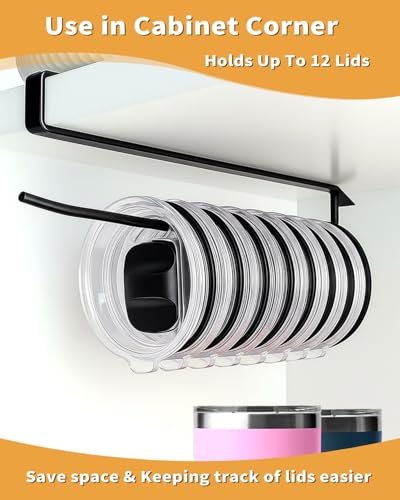 ARTLEO Tumbler Lid Organizer for Kitchen Cabinet, Black 2-Pack Set