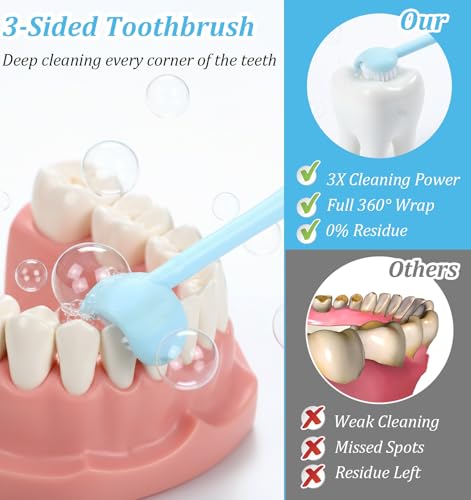 3-Sided Toothbrush Soft Bristle 3-Pack Wrap-Around Oral Care Set