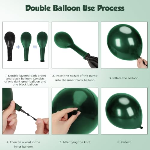 Emerald Green Balloon Garland Kit - 130pcs Dark Green & Gold