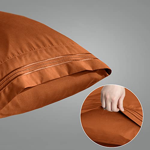 Aormenzy Standard Pillowcases - 2-Piece Microfiber Set, Rust