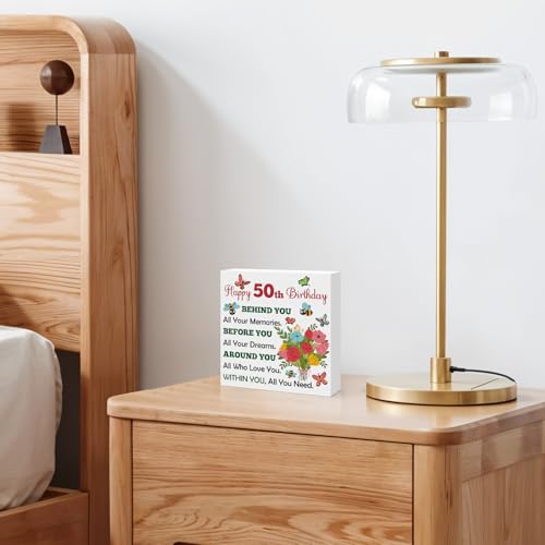 50th Birthday Wooden Box Sign - Meaningful Gift for Women
