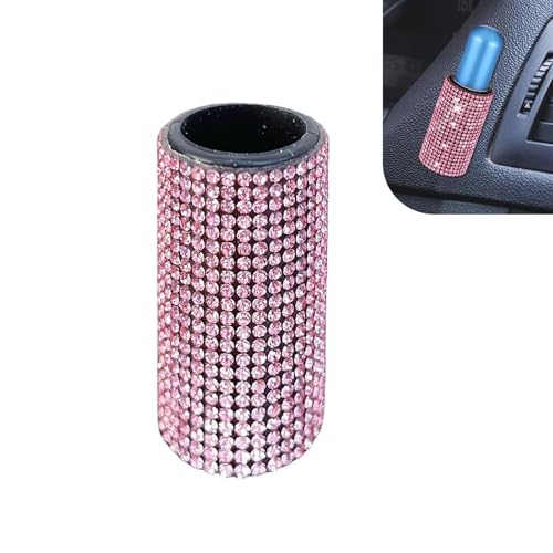 Hugwits Bling Car Lipstick Holder - Pink Rhinestone Self-Adhesive Stand