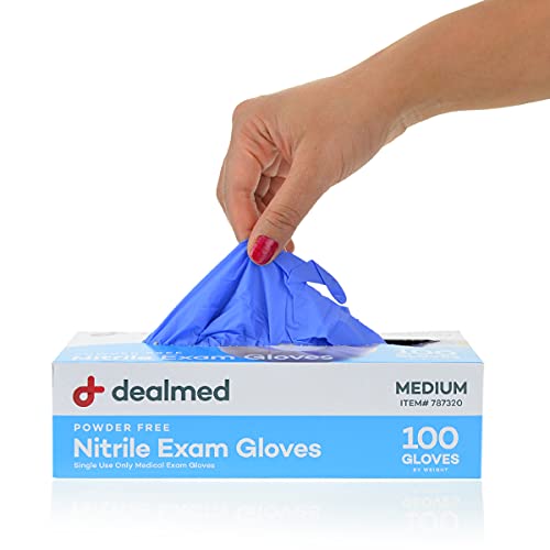 Dealmed Nitrile Exam Gloves - Latex Free, Medium, 100 Count