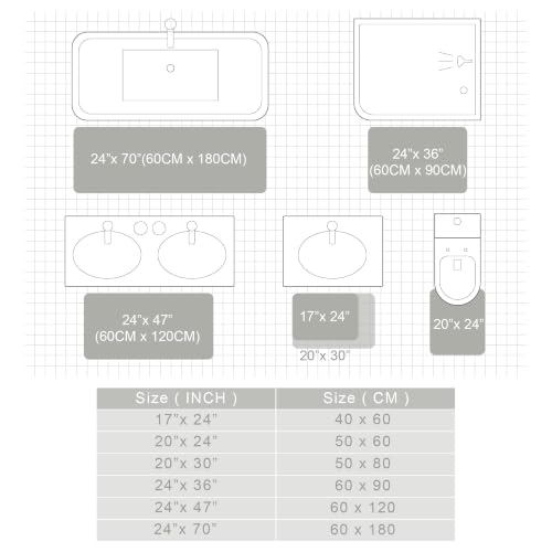 Exclusivo Mezcla Plush Bath Mat, 17x24 Non-Slip Bathroom Rug, Gradient Grey