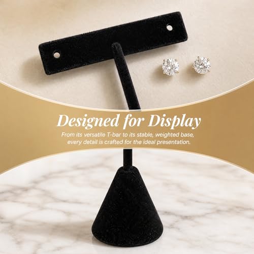 Black Velvet Earring Display Stand - T-Shaped Jewelry Holder