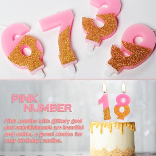 Hongplus Pink Glitter Number 2 Birthday Candle for Cake Topper Decoration
