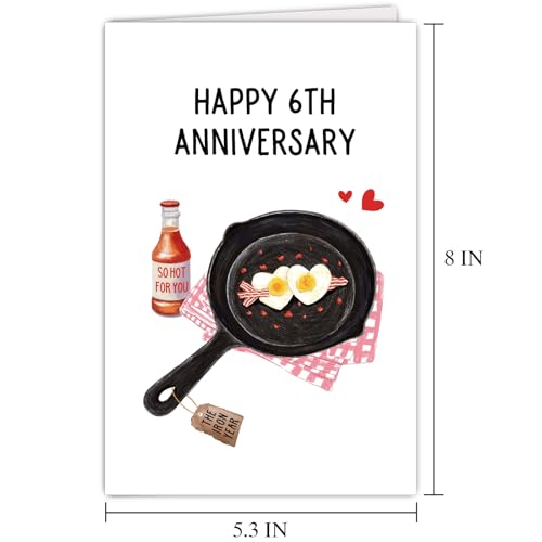 Funny 6 Year Iron Anniversary Card for Husband or Wife, Blank Inside