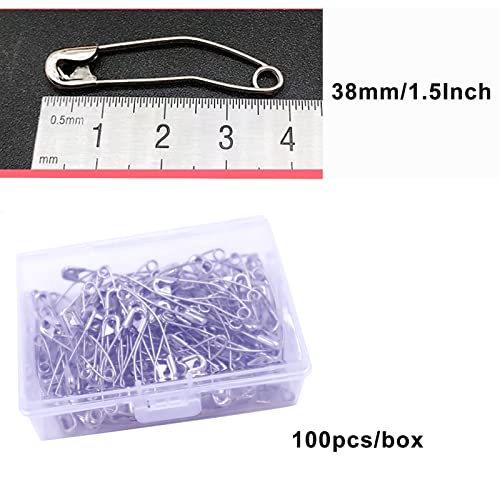 Curved Safety Pins - 100pcs Silver Nickel-Plated Steel for Quilting