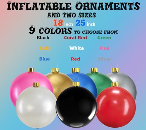 Inflatable Christmas Ornament Ball - 18 Inch Green Yard Decor - Indoor & Outdoor Holiday Decoration
