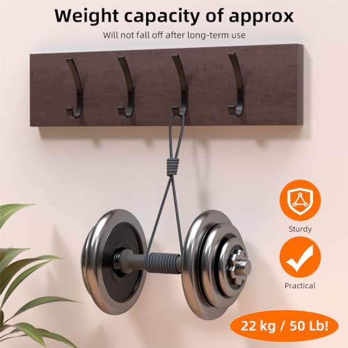KYOEON 8-Pack Black Wall Mounted Coat Hooks, Heavy Duty Aluminum