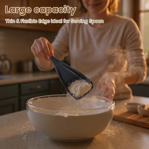 Heat Resistant Silicone Cooking Spoon with Wooden Handle