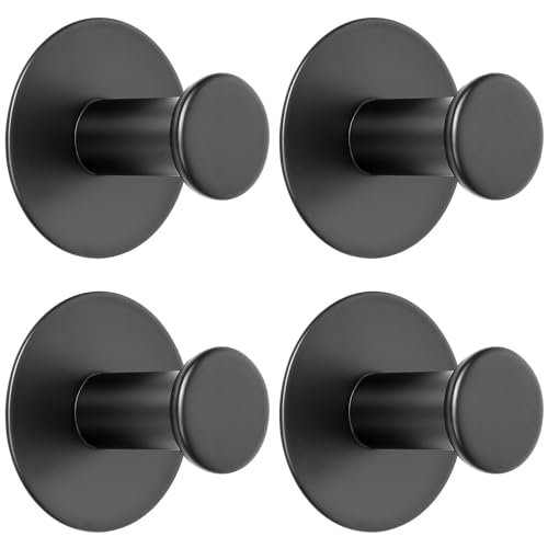 SAYAYO Matte Black Adhesive Wall Hook - Round Heavy Duty Stainless Steel